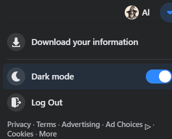 Al Download your information Dark mode Log Out Privacy &bull; Terms &bull; Advertising &bull; Ad Choices p&bull; Cookies &bull; More
